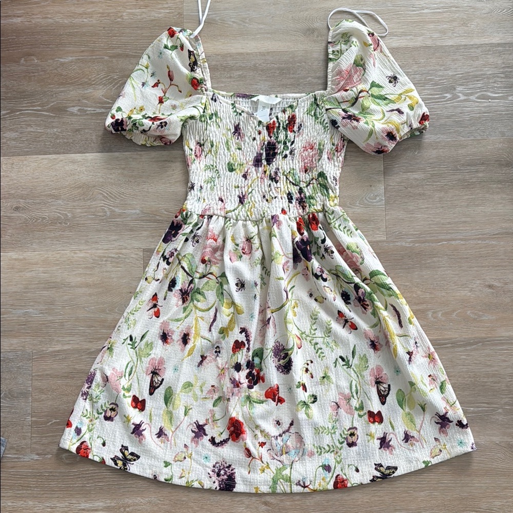 H&M Floral Dress with Puff Sleeves